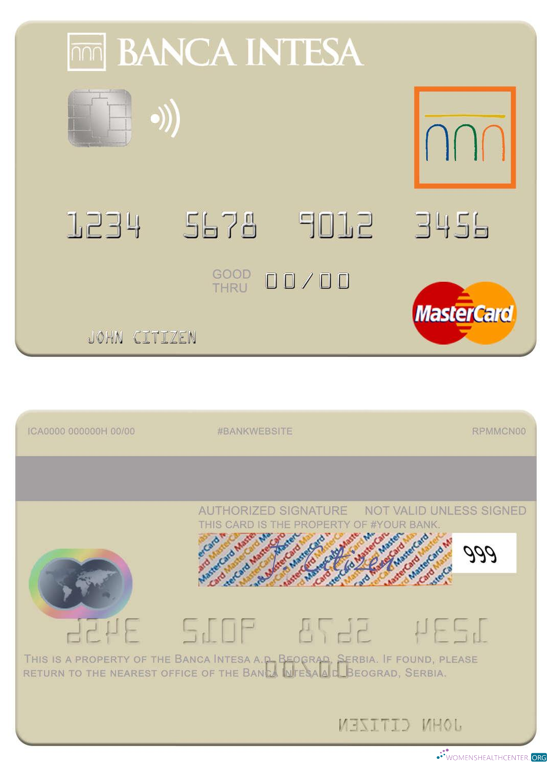Download Serbia The Banca Intesa a.d. Beograd mastercard Photoshop template
